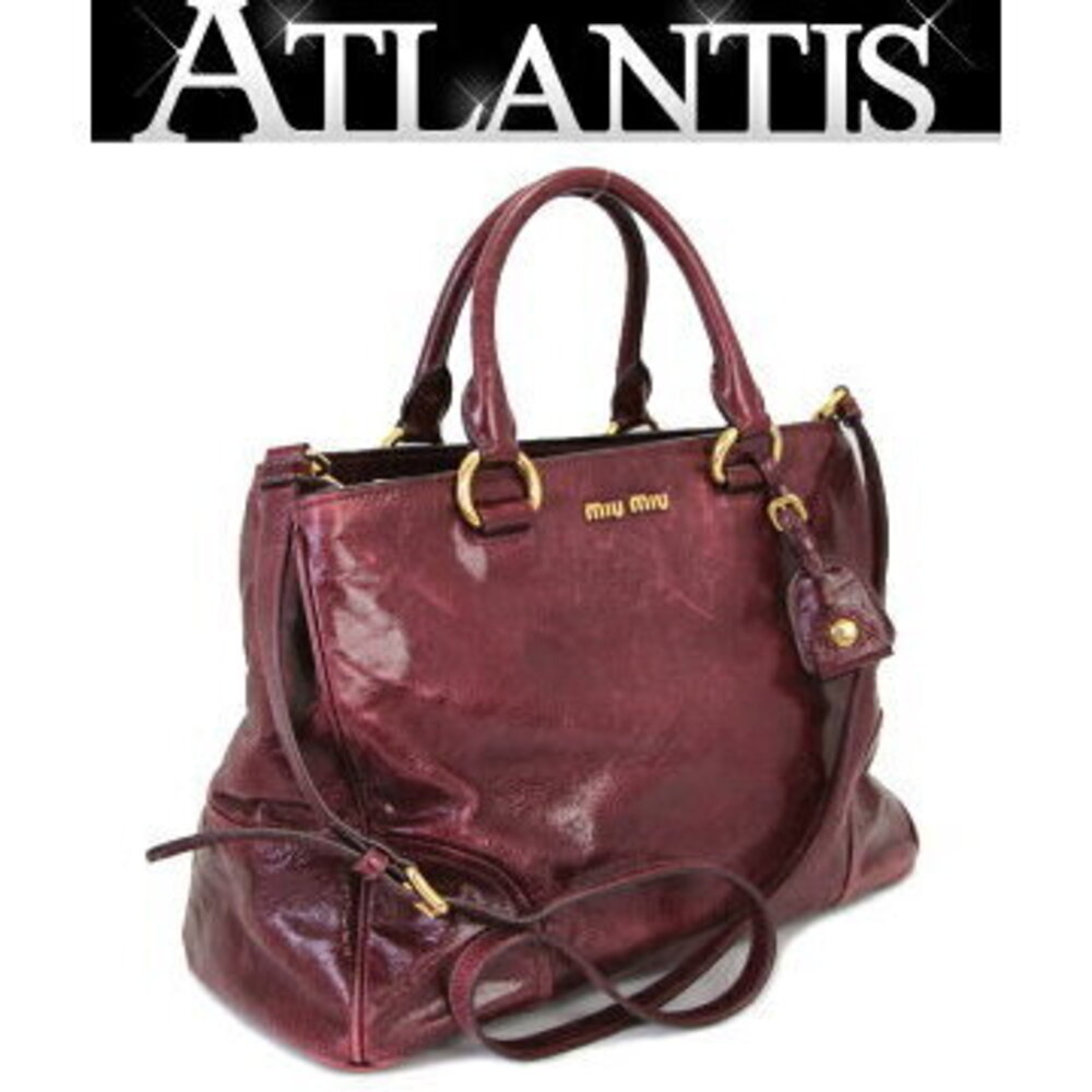 Miu Miu Vitello Shine Handbag Leather Bordeaux Red